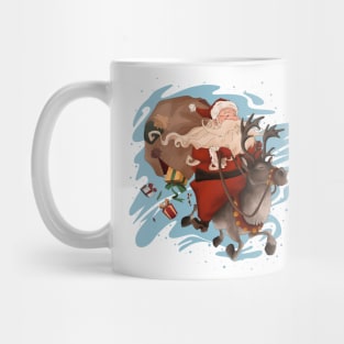 Christmas Santa on a reindeer with presents. Mug